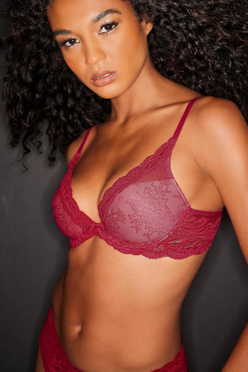 image:imageNatori Women Feathers Lace Plunge TShirt BraPrimrose LaceBuff
