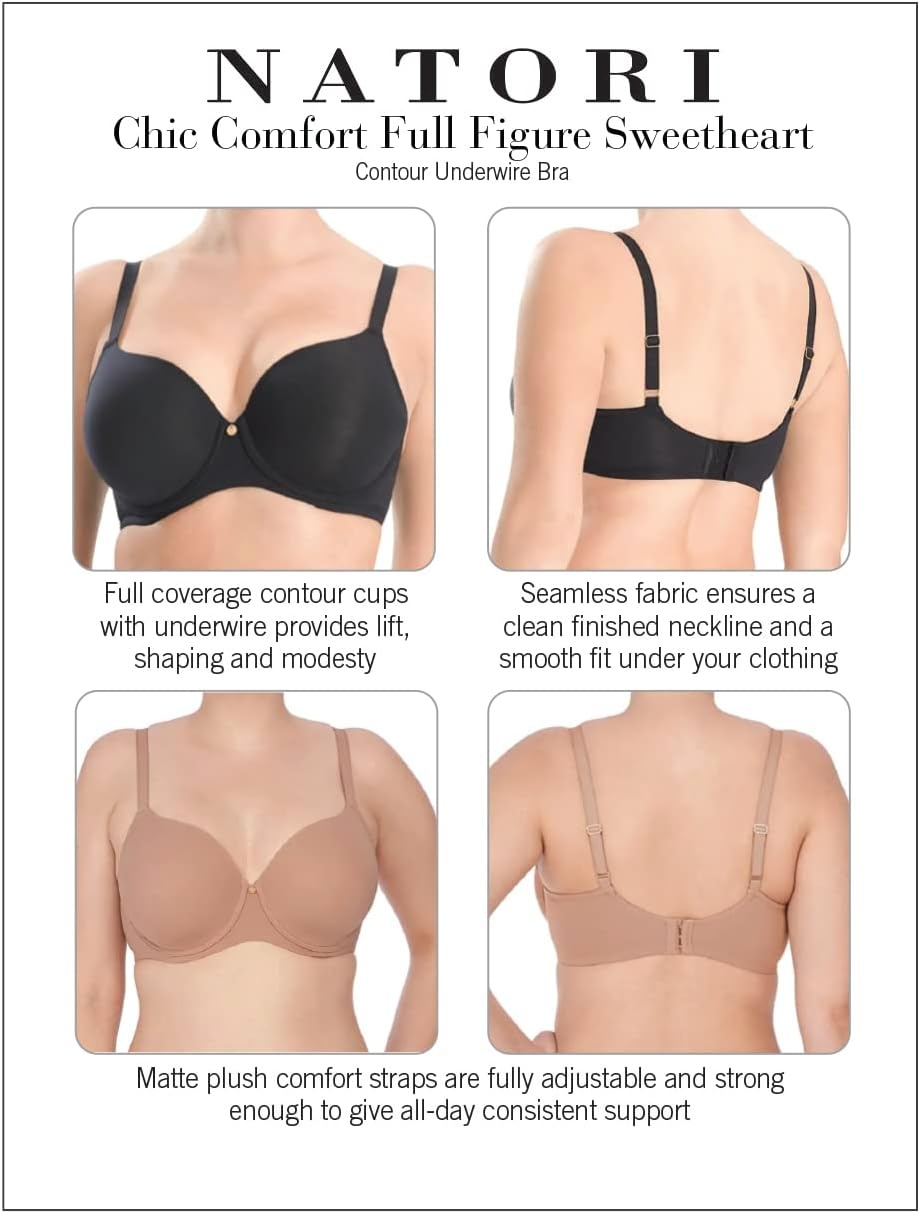image:imageNatori Womens PlusSize Chic Comfort Full Figure Sweetheart Contour UnderwireBuff