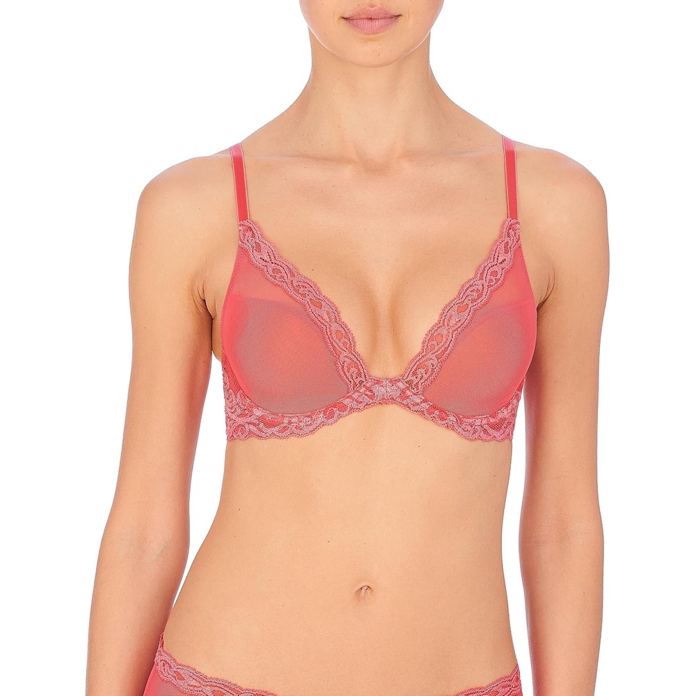 image:imageNatori Women Feathers Lace Plunge TShirt BraDamask Pink