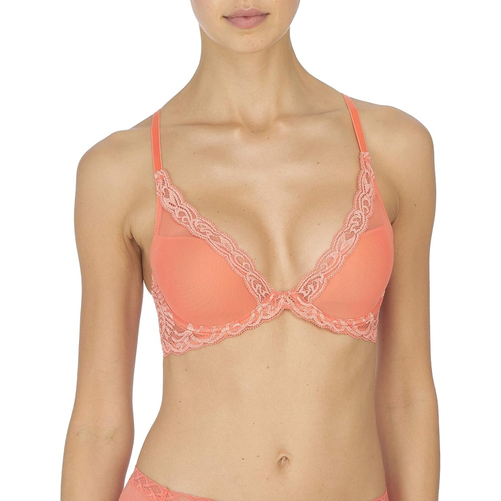 image:imageNatori Women Feathers Lace Plunge TShirt BraPersimmon Orange