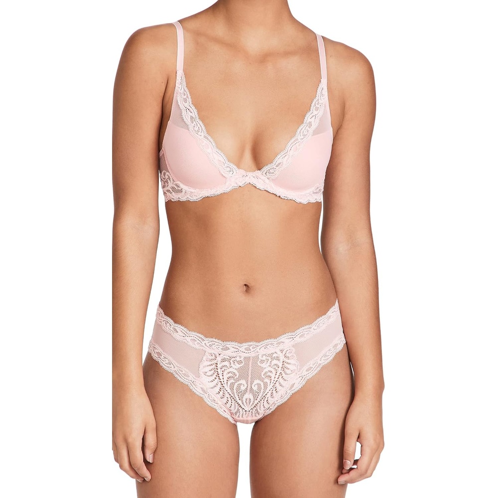 image:imageNatori Women Feathers Lace Plunge TShirt BraPink Icing