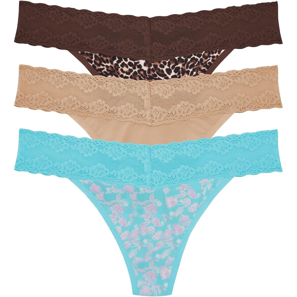 image:imageNatori Womens Bliss Cotton Girl Brief Panty 3PackBright Teal Sanremo Prt