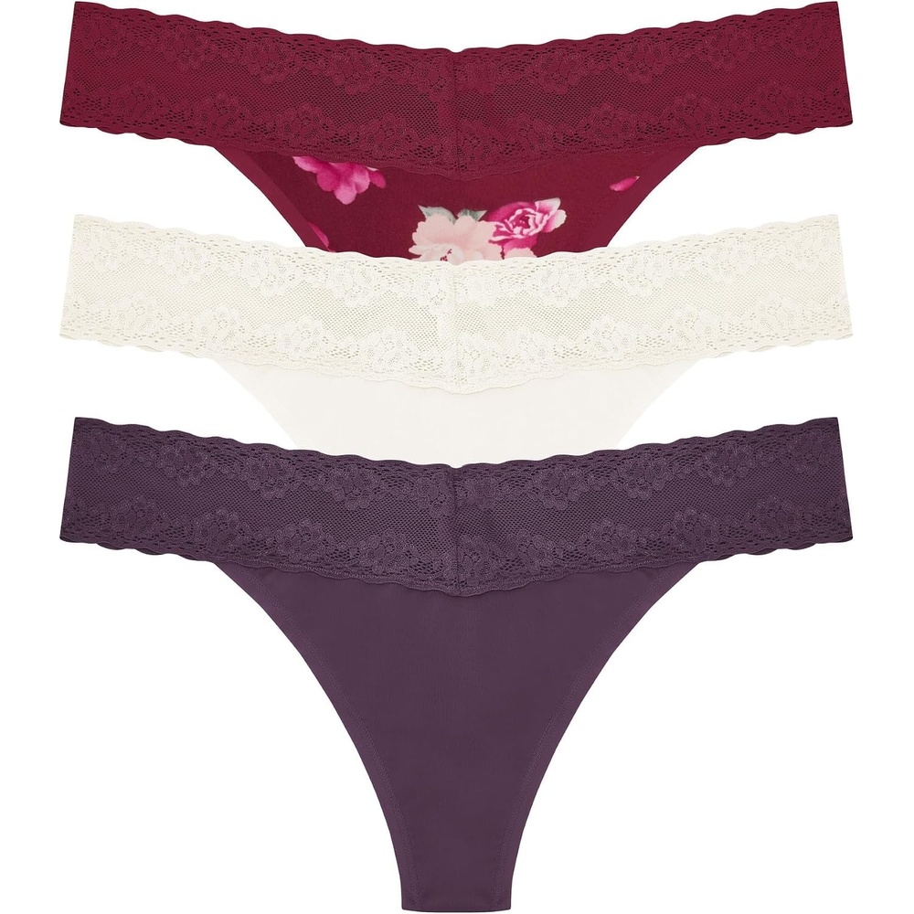 image:imageNatori Womens Bliss Cotton Girl Brief Panty 3PackVerbenaIvryDk Chry Flora Prt