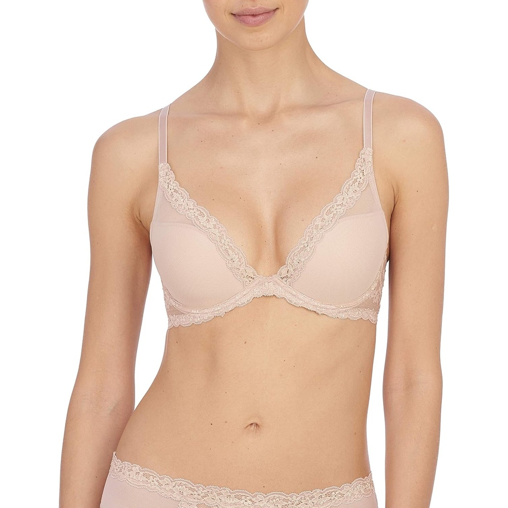 image:imageNatori Womens Feathers Luxe Plunge TShirt Underwire Bra 721255Light Mocha