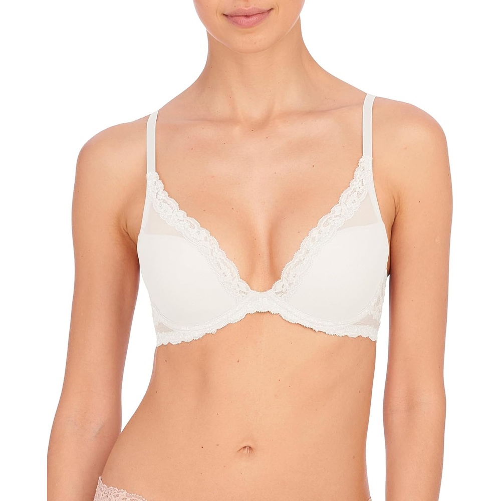image:imageNatori Womens Feathers Luxe Plunge TShirt Underwire Bra 721255White Dove
