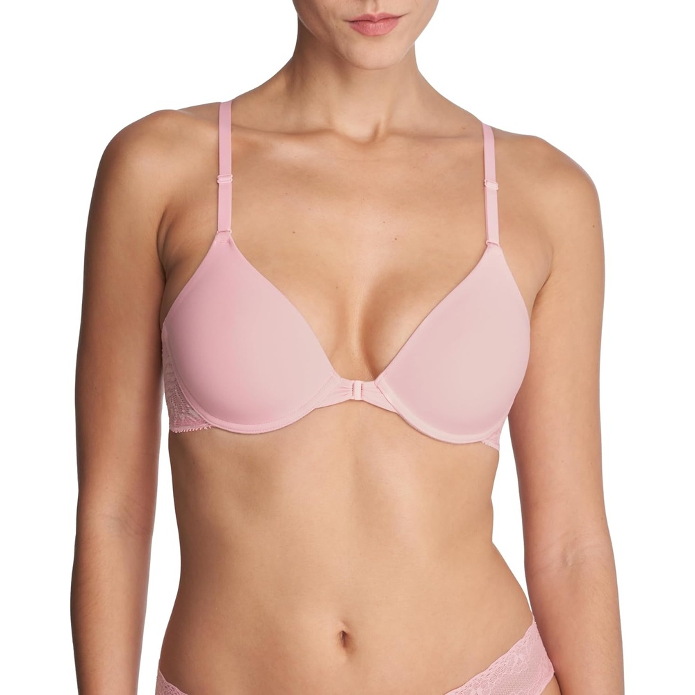 image:imageNatori Womens Lush Front Close Contour Underwire BraPeony PinkWhite