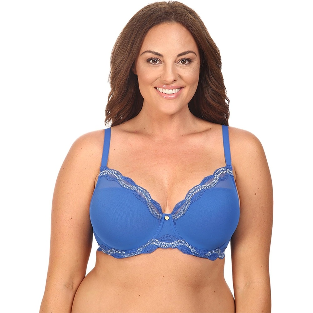 image:imageNatori Womens PlusSize Chic Comfort Full Figure Sweetheart Contour UnderwireNautical BlueSilver Dusk