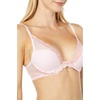 Natori Women Feathers Lace Plunge T-Shirt Bra(Ribbon Pink/Peach Pink)