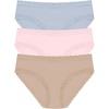 Natori Women’s Bliss Girl Brief 3-Pack(Blue Mist/Delicate Rose/Light Mocha)
