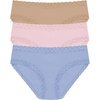 Natori Women’s Bliss Girl Brief 3-Pack(Buff/Pink Velvet/Blue Dream)