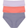 Natori Women’s Bliss Girl Brief 3-Pack(Purple Pearl/Neon Coral/Twilight Haze)