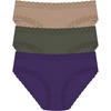 Natori Women’s Bliss Girl Brief 3-Pack(Vivid Grape/Flint/Cafe)
