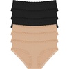 Natori Women’s Bliss Girl Brief 6-pack(Black/Black/Black/Cafe/Cafe/Cafe)