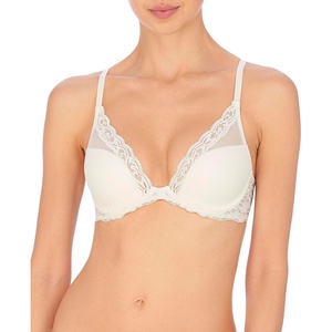 Natori Women Feathers Lace Plunge T-Shirt Bra(Moonlight/Silver Foil Print)