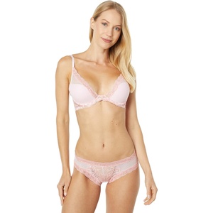 Natori Women Feathers Lace Plunge T-Shirt Bra(Ribbon Pink/Peach Pink)