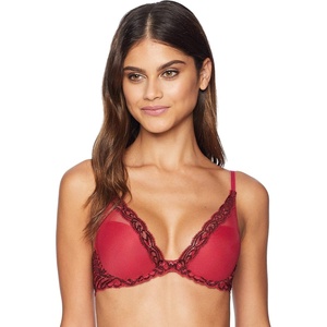 Natori Women Feathers Lace Plunge T-Shirt Bra(Ruby/Fig)