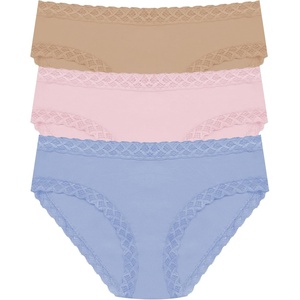 Natori Women’s Bliss Girl Brief 3-Pack(Buff/Pink Velvet/Blue Dream)