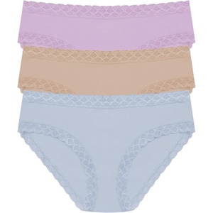 Natori Women’s Bliss Girl Brief 3-Pack(Violet Tulip/Light Mocha/Blue Mist)