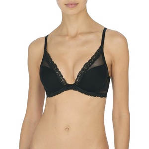 Natori Women’s Feathers Luxe Plunge T-Shirt Underwire Bra 721255(Black)