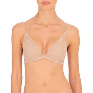 Natori Women’s Feathers Luxe Plunge T-Shirt Underwire Bra 721255(Café)