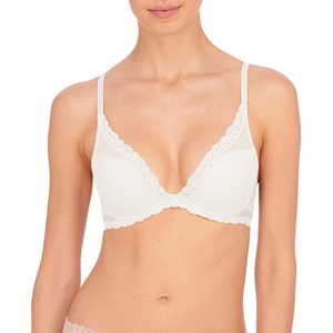 Natori Women’s Feathers Luxe Plunge T-Shirt Underwire Bra 721255(White Dove)