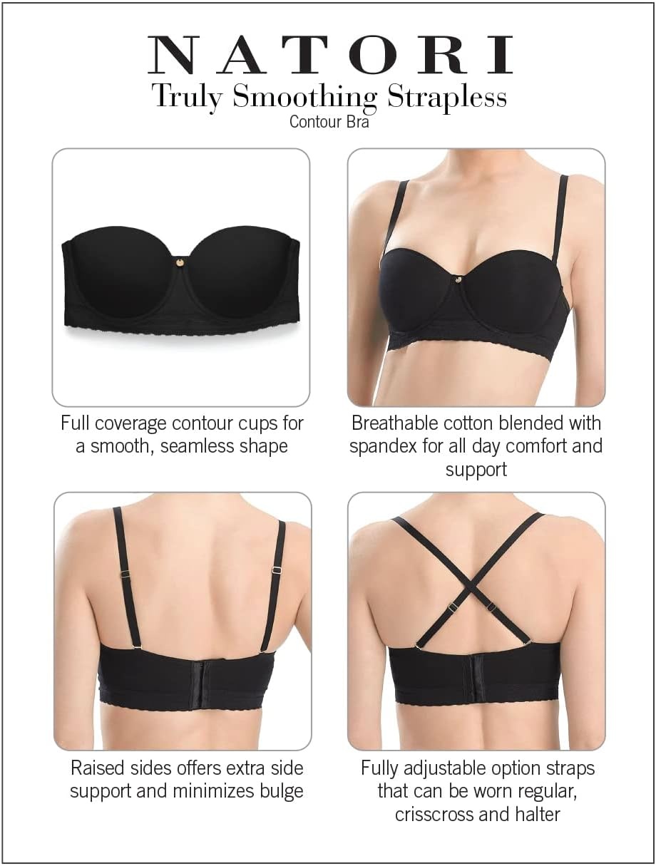image:imageNatori Womens Truly Smooth Smoothing Strapless ContourBlack