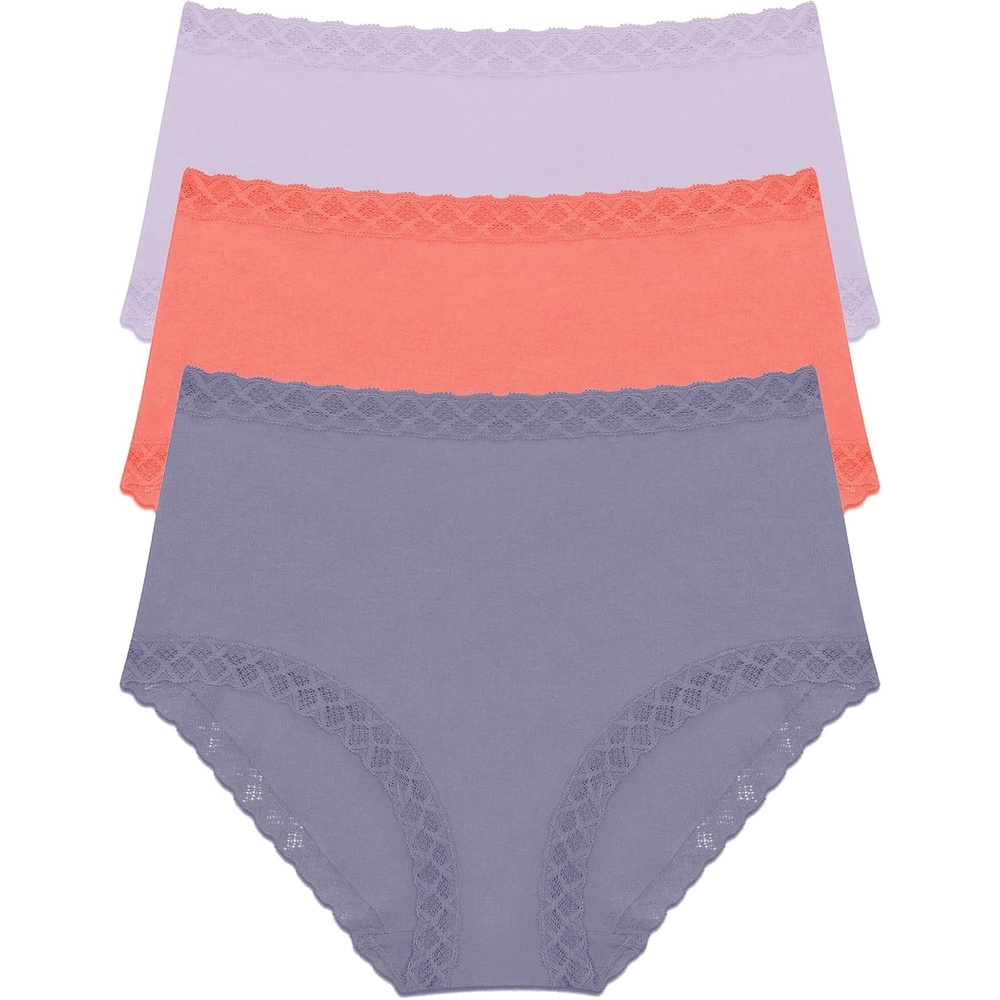 image:imageNatori Womens Bliss Full Brief 3PackPurple PearlNeon CoralTwilight Haze