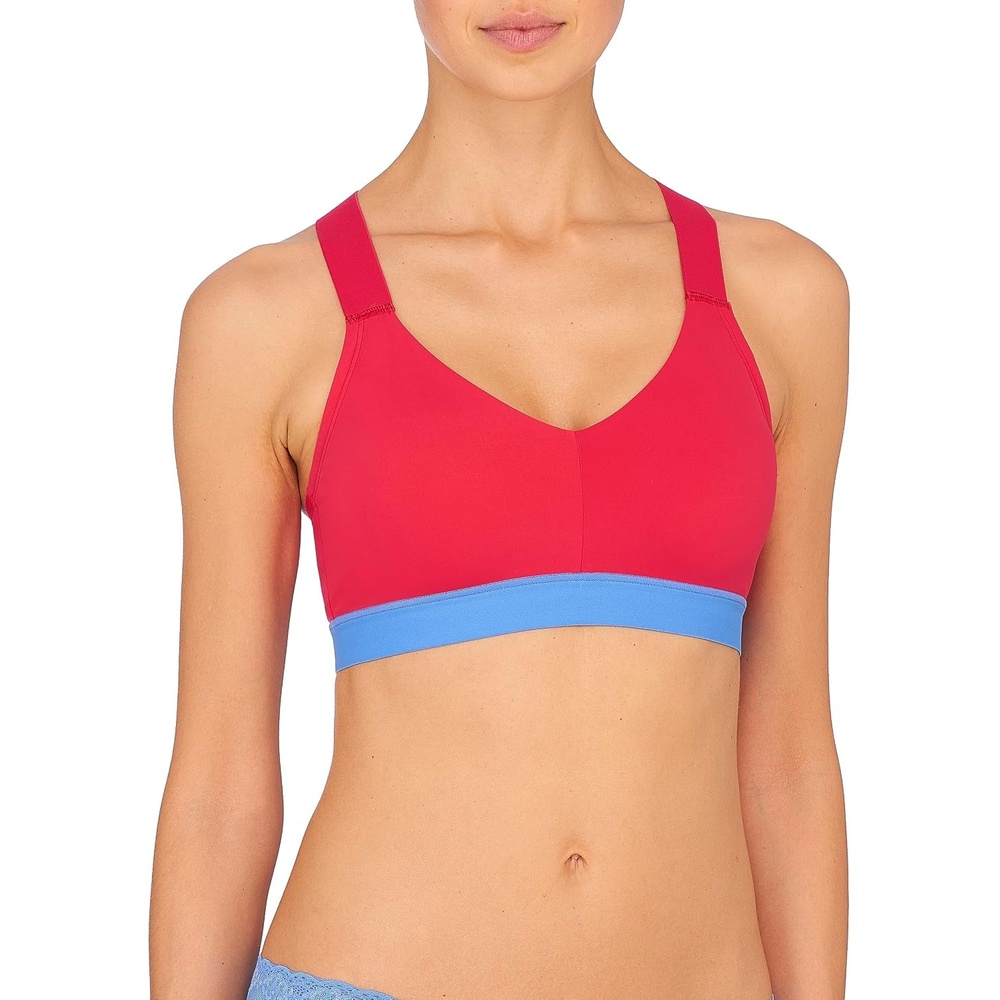 image:imageNatori Womens Dynamicracerbck SPRT BraletteSunset CoralPool Blue
