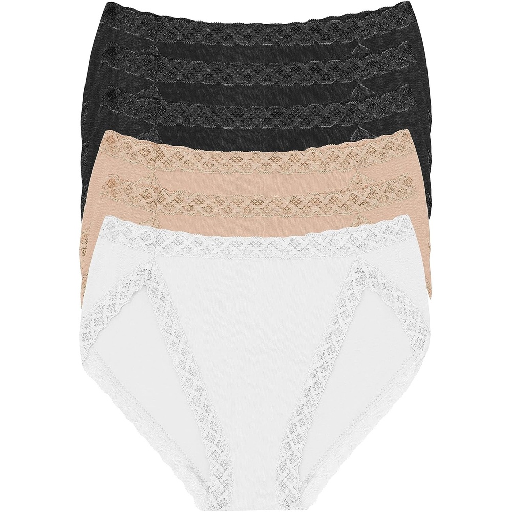 image:imageNatori Womens Pima Bliss French Cut Briefs 3 PackBlackCafeWhite