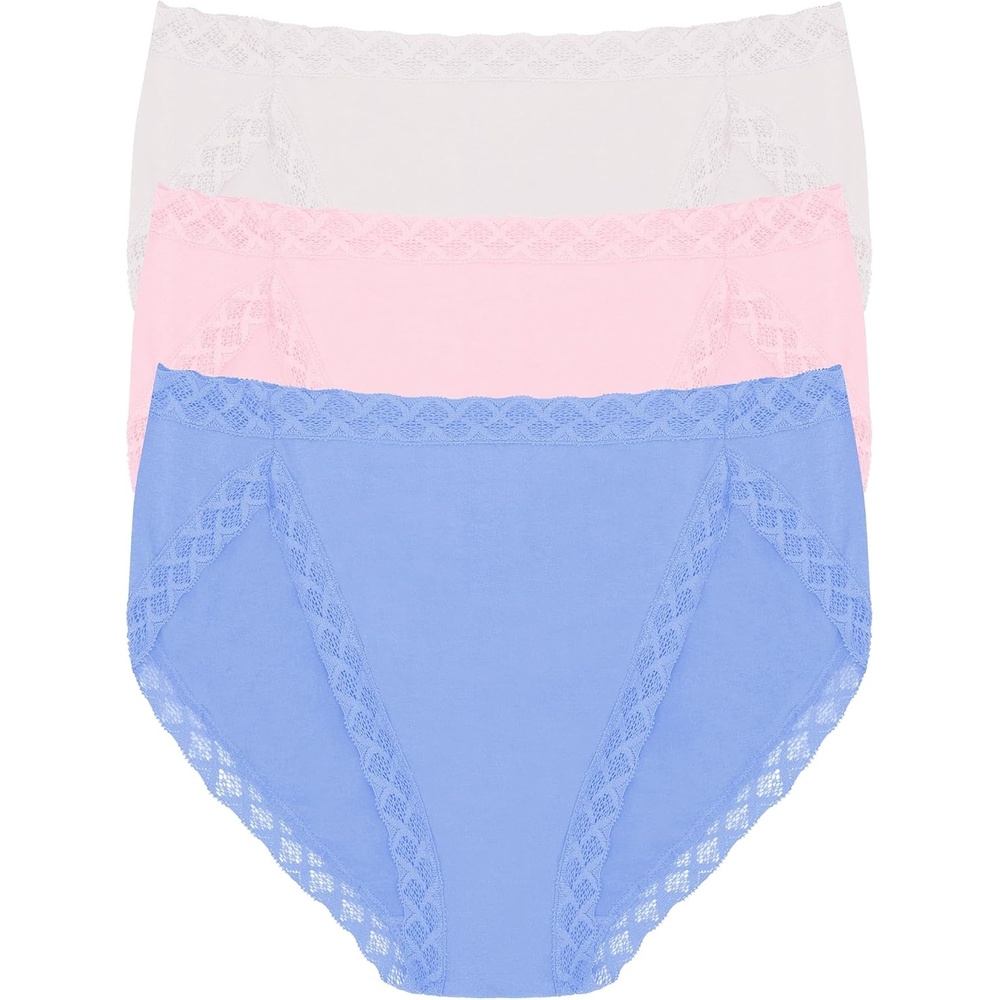 image:imageNatori Womens Pima Bliss French Cut Briefs 3 PackBlue IrisSoft MulberryMink