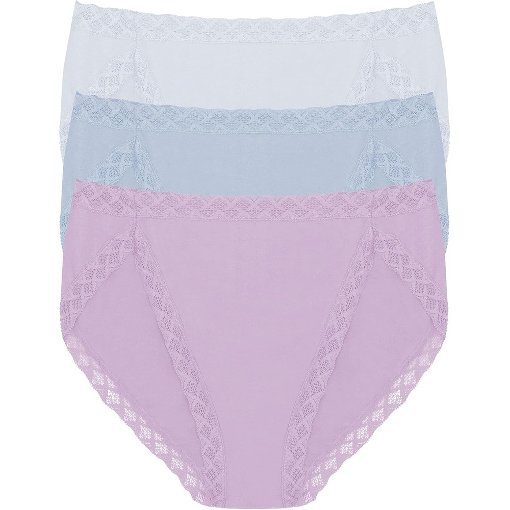 image:imageNatori Womens Pima Bliss French Cut Briefs 3 PackFrosted SkyBlue MistViolet Tulip