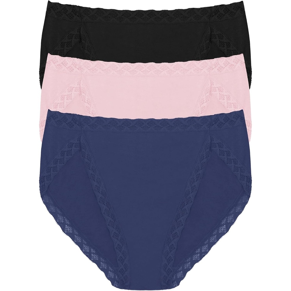 image:imageNatori Womens Pima Bliss French Cut Briefs 3 PackInkPink VelvetBlack