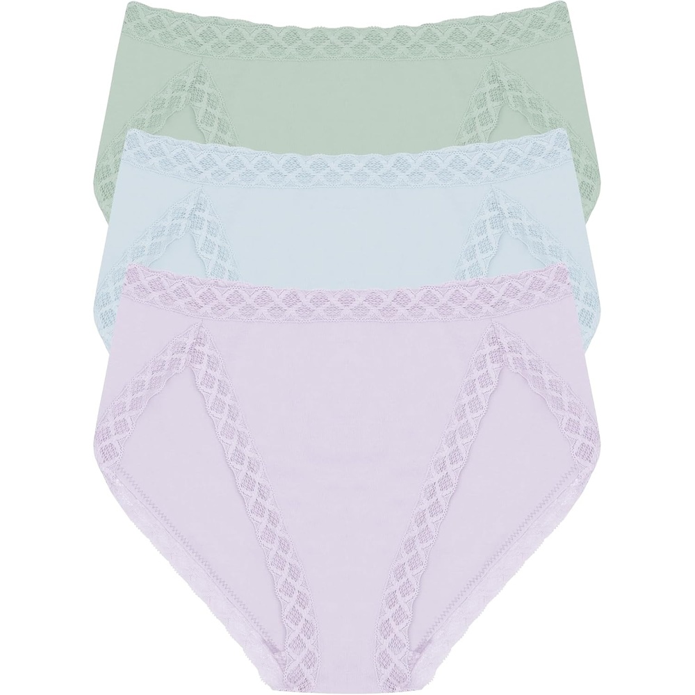 image:imageNatori Womens Pima Bliss French Cut Briefs 3 PackLavender HazeMsty BlueMeadow