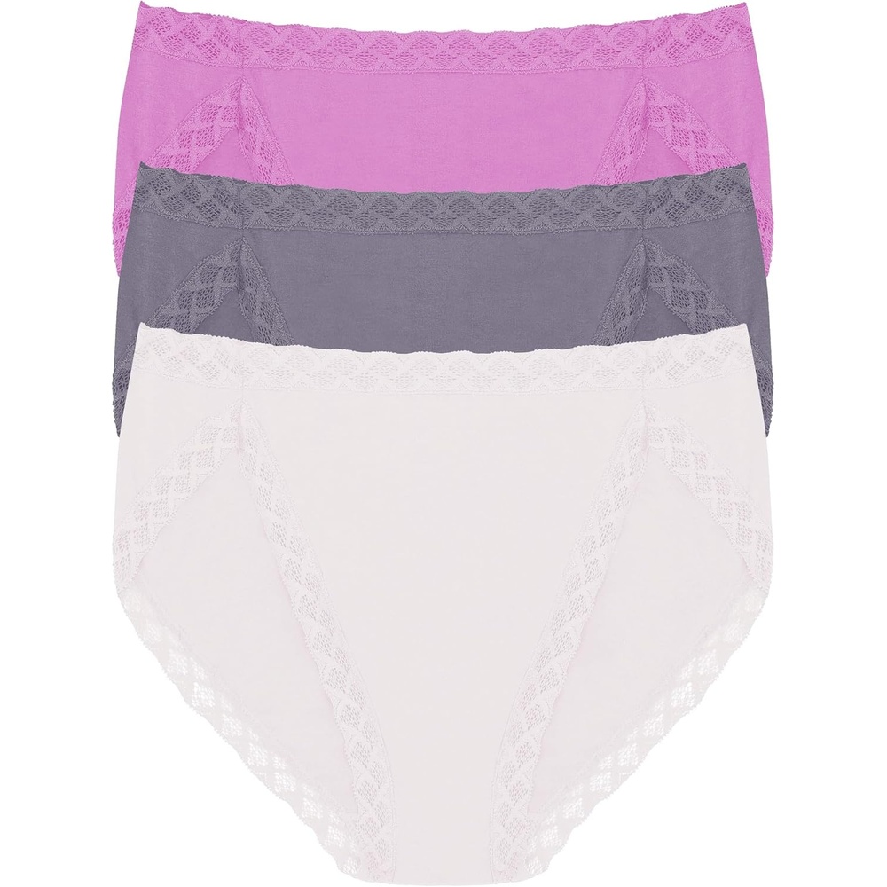 image:imageNatori Womens Pima Bliss French Cut Briefs 3 PackMinkNickelPale Pansy