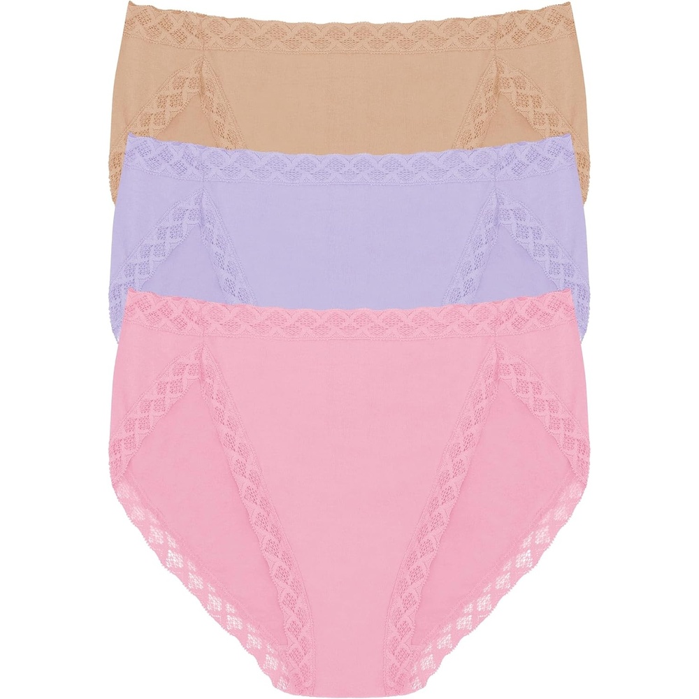 image:imageNatori Womens Pima Bliss French Cut Briefs 3 PackPink NectarLilac DreamCafe
