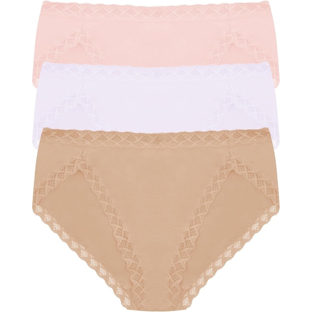image:imageNatori Womens Pima Bliss French Cut Briefs 3 PackSeashellLilac GreyCaf