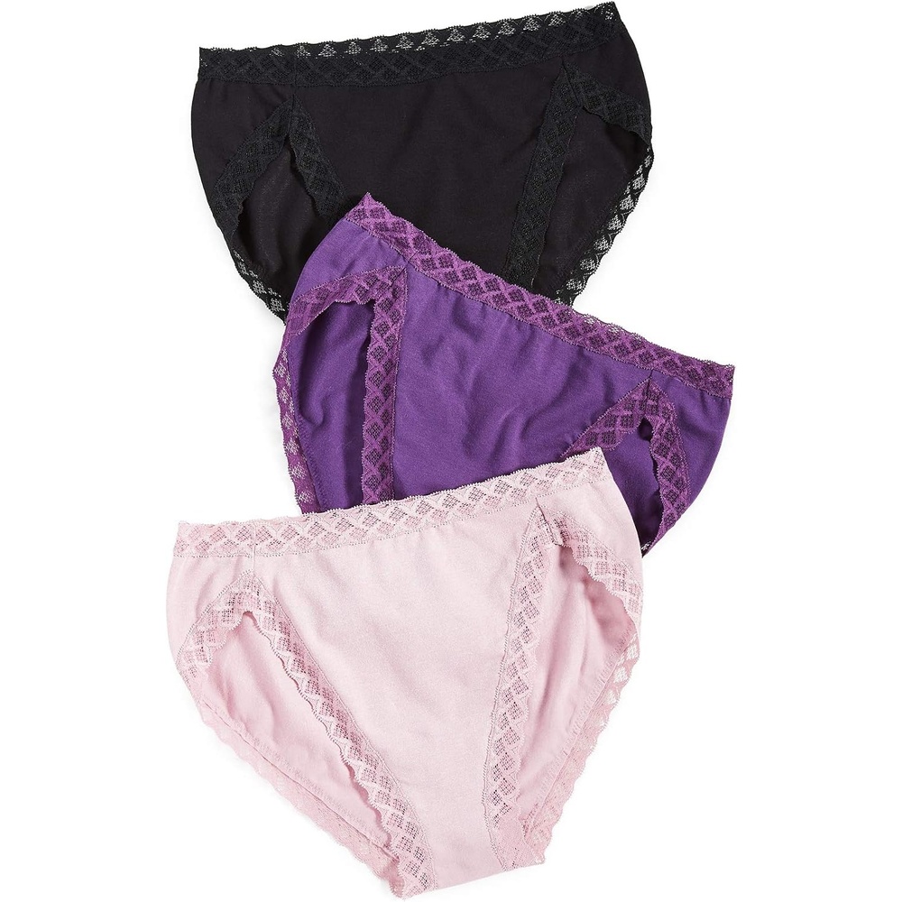 image:imageNatori Womens Pima Bliss French Cut Briefs 3 PackSpanish RoseBellflowerBlack 3 Pack