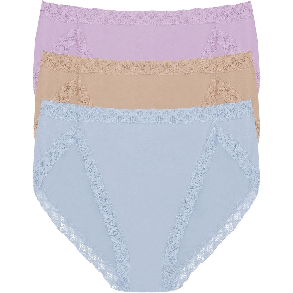 image:imageNatori Womens Pima Bliss French Cut Briefs 3 PackViolet TulipLight MochaBlue Mist