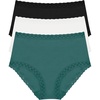 Natori Women’s Bliss Full Brief 3-Pack(Aspen Green/Coconut/Black)