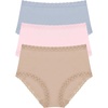 Natori Women’s Bliss Full Brief 3-Pack(Blue Mist/Delicate Rose/Light Mocha)