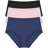 Natori Women’s Bliss Full Brief 3-Pack(Ink/Pink Velvet/Black)
