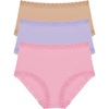 Natori Women’s Bliss Full Brief 3-Pack(Pink Nectar/Lilac Dream/Cafe)