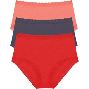 Natori Women’s Bliss Full Brief 3-Pack(Neon Coral/Greystone/Paprika)