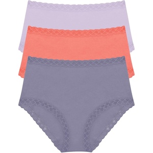 Natori Women’s Bliss Full Brief 3-Pack(Purple Pearl/Neon Coral/Twilight Haze)
