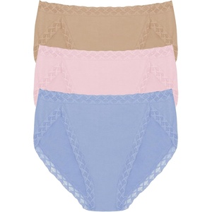 Natori Women’s Pima Bliss French Cut Briefs 3 Pack(Buff/Pink Velvet/Blue Dream)