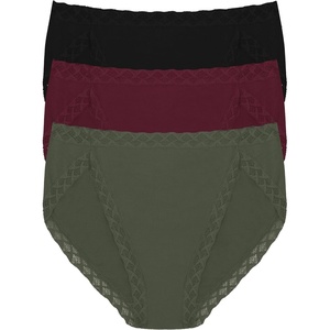 Natori Women’s Pima Bliss French Cut Briefs 3 Pack(Flint/Royal Fig/Black)