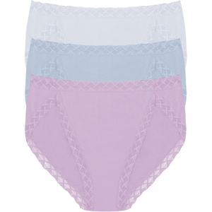 Natori Women’s Pima Bliss French Cut Briefs 3 Pack(Frosted Sky/Blue Mist/Violet Tulip)