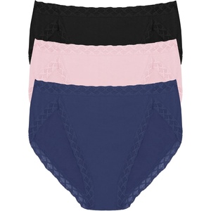 Natori Women’s Pima Bliss French Cut Briefs 3 Pack(Ink/Pink Velvet/Black)