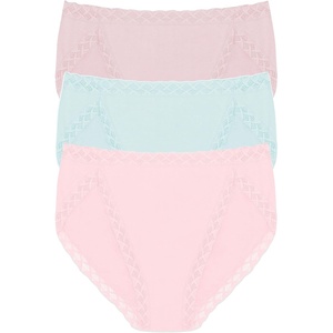 Natori Women’s Pima Bliss French Cut Briefs 3 Pack(Ivry Rse/Sky Green/Delicte Rse)
