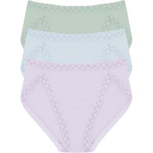 Natori Women’s Pima Bliss French Cut Briefs 3 Pack(Lavender Haze/Msty Blue/Meadow)